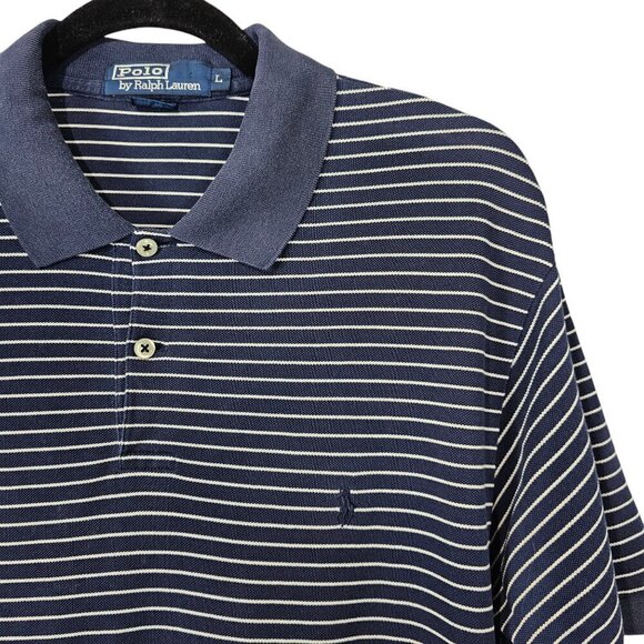 Polo Ralph Lauren Striped Custom Slim Fit Blue And White Polo Shirt - Picture 3 of 7